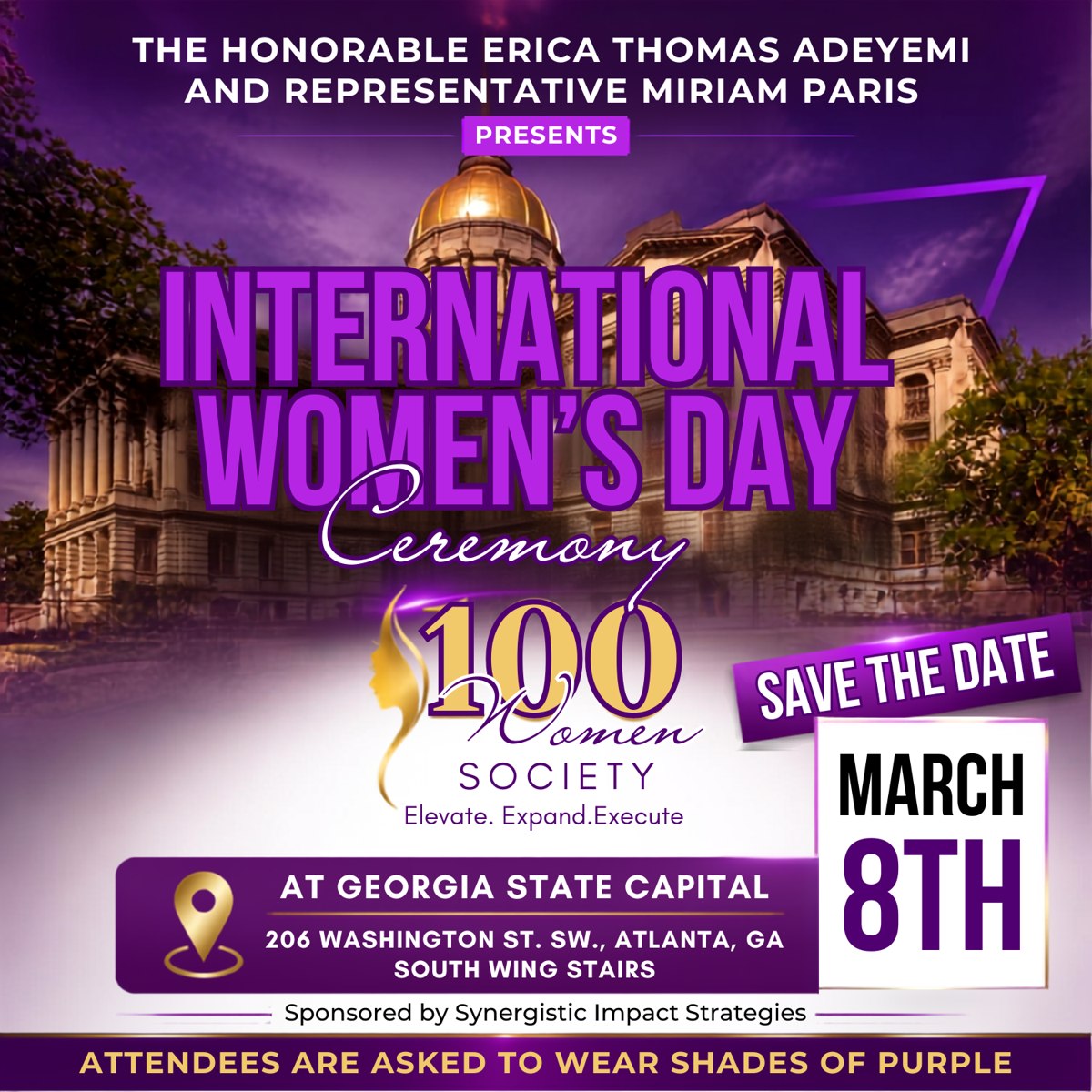 International Women's Day Ceremony, March 8th, Georgia State Capitol, Atlanta GA